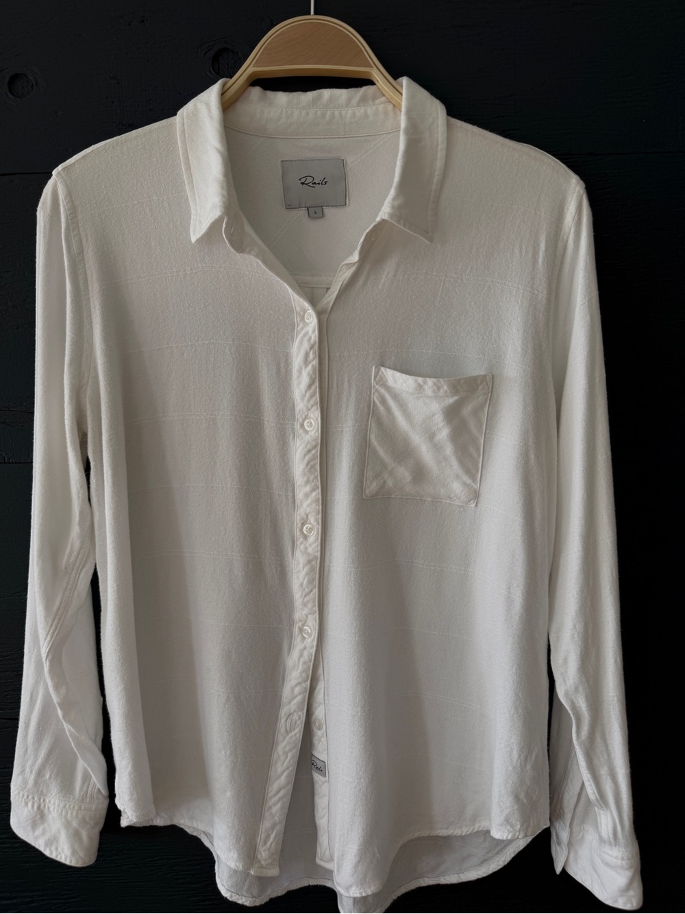Rails White Long-Sleeve Button-Down Shirt with Pocket